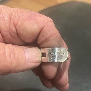 Men’s fork time ring size 9. Made from Vintage silverware.  Handmade Jewelry.